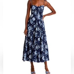 NWT Wayf Rachelle maxi dress in navy toile
